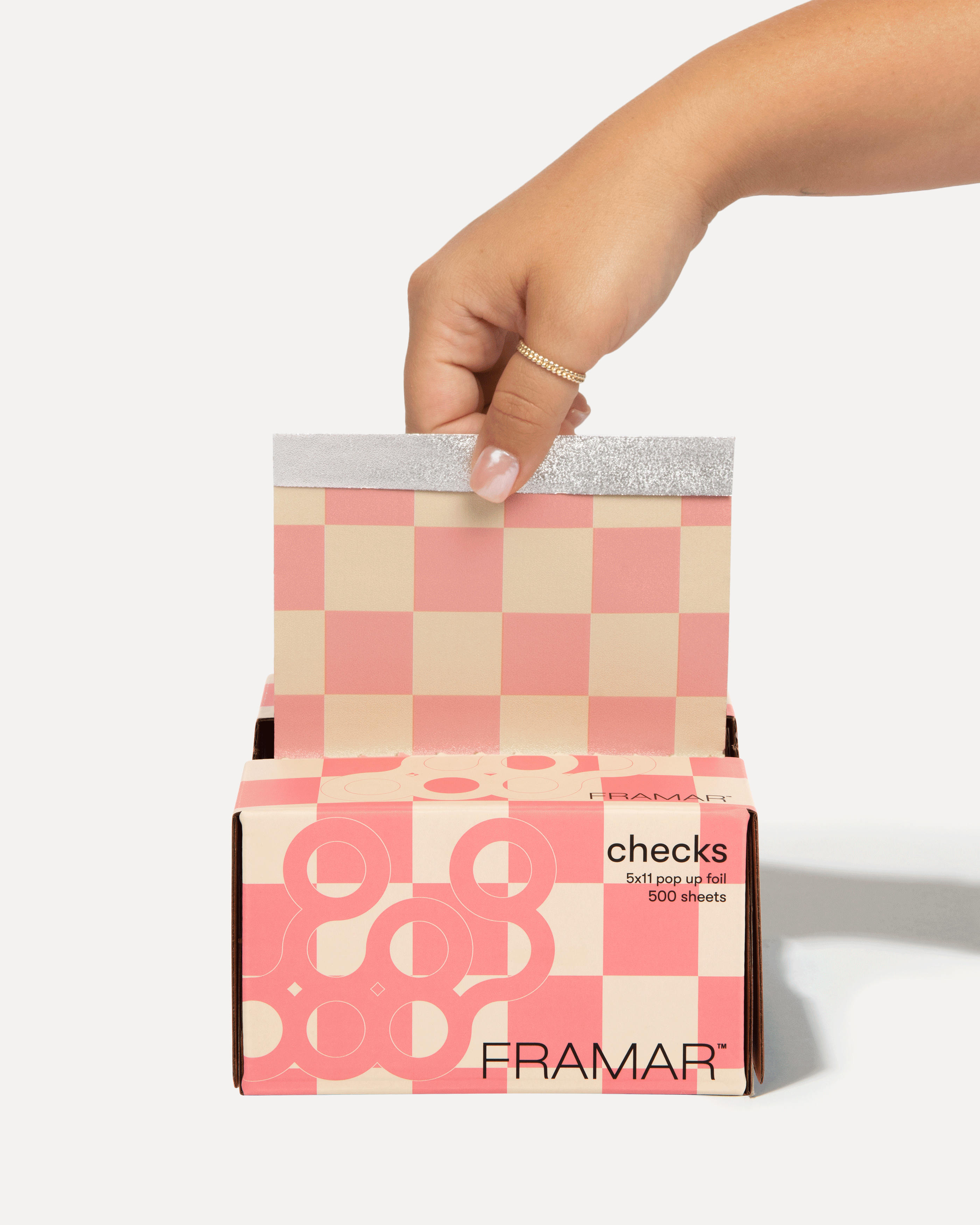 Framar Beige Pink Checks Pop Up Hair Foil 500 Sheets Pre-Cut