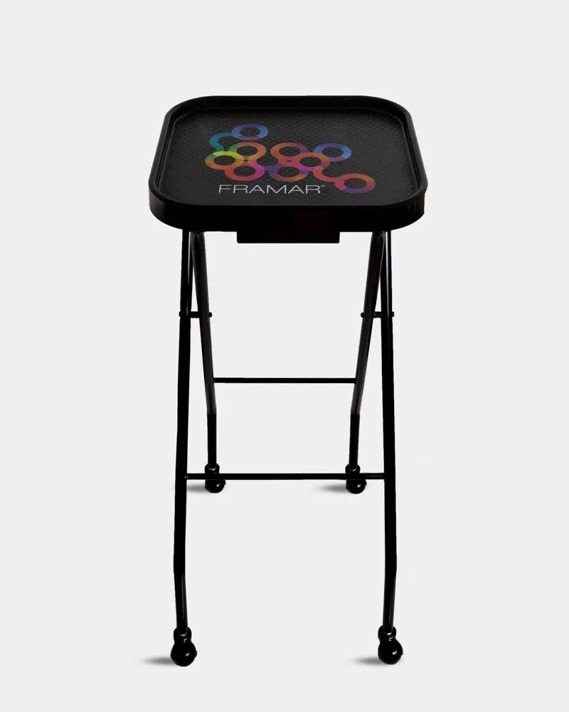 Framar Folding Trolley Salon Cart 14x15 Black Tray