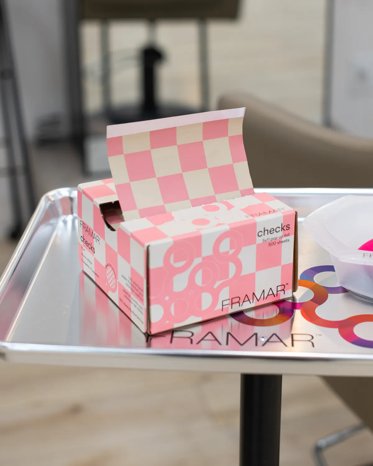Framar Beige Pink Checks Pop Up Hair Foil 500 Sheets Pre-Cut