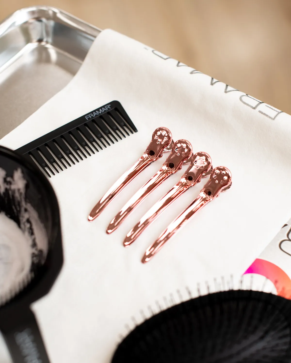 Framar Tight Tension Sectioning Clips Rose Gold 4 Pack Extra Tight