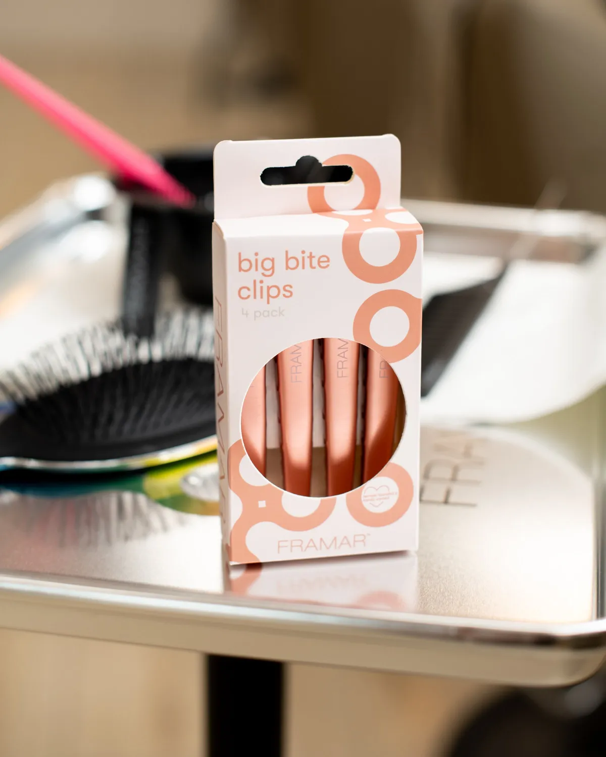 Framar Big Bite Clips Rose Gold 4 Pack Strong