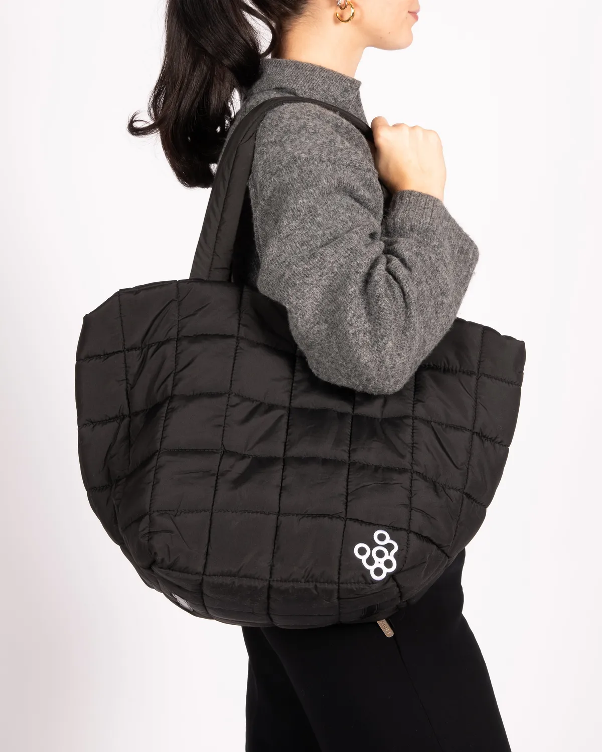 Framar Puffer Tote Quilted Bag Black