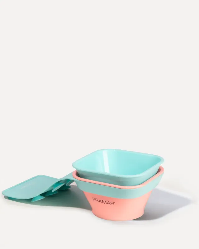 Framar Cookie Cutter Toning Tub Tint Bowl Set Teal Coral