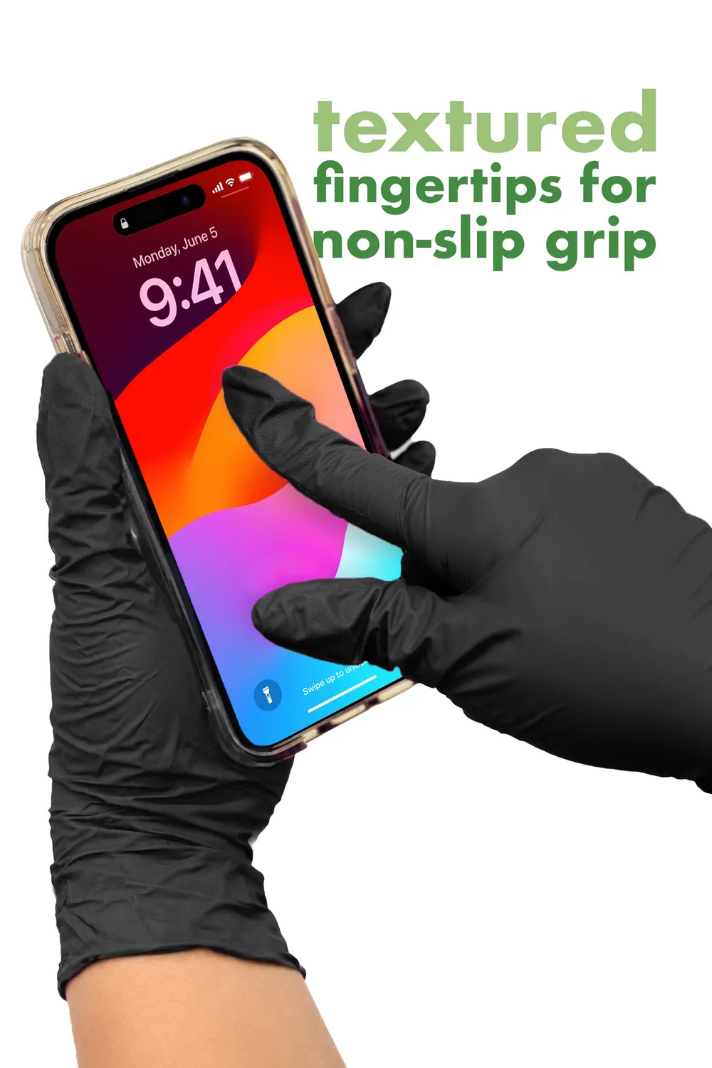Colortrak Biodegradable Black Nitrile Gloves Salon Protection