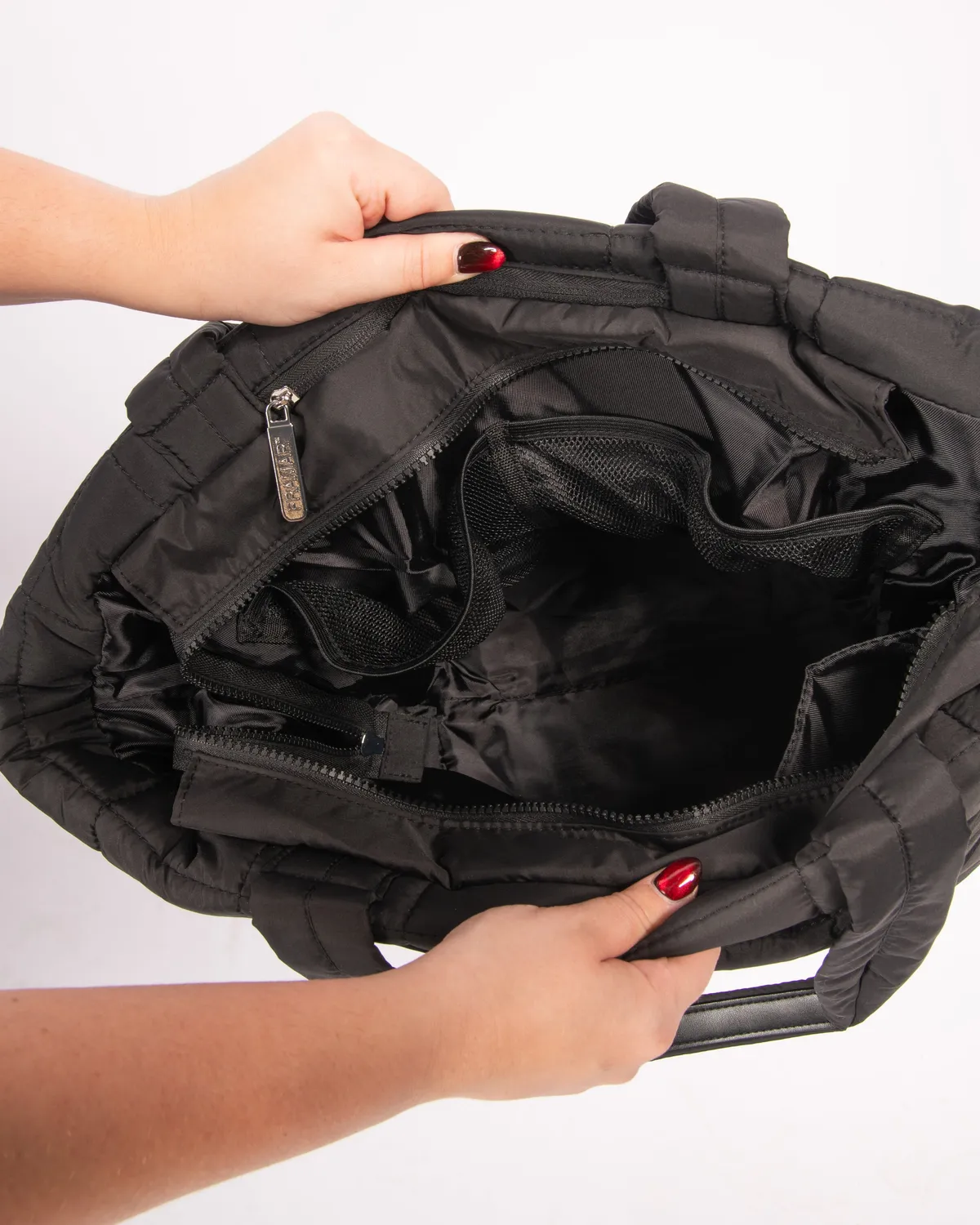 Framar Puffer Tote Quilted Bag Black