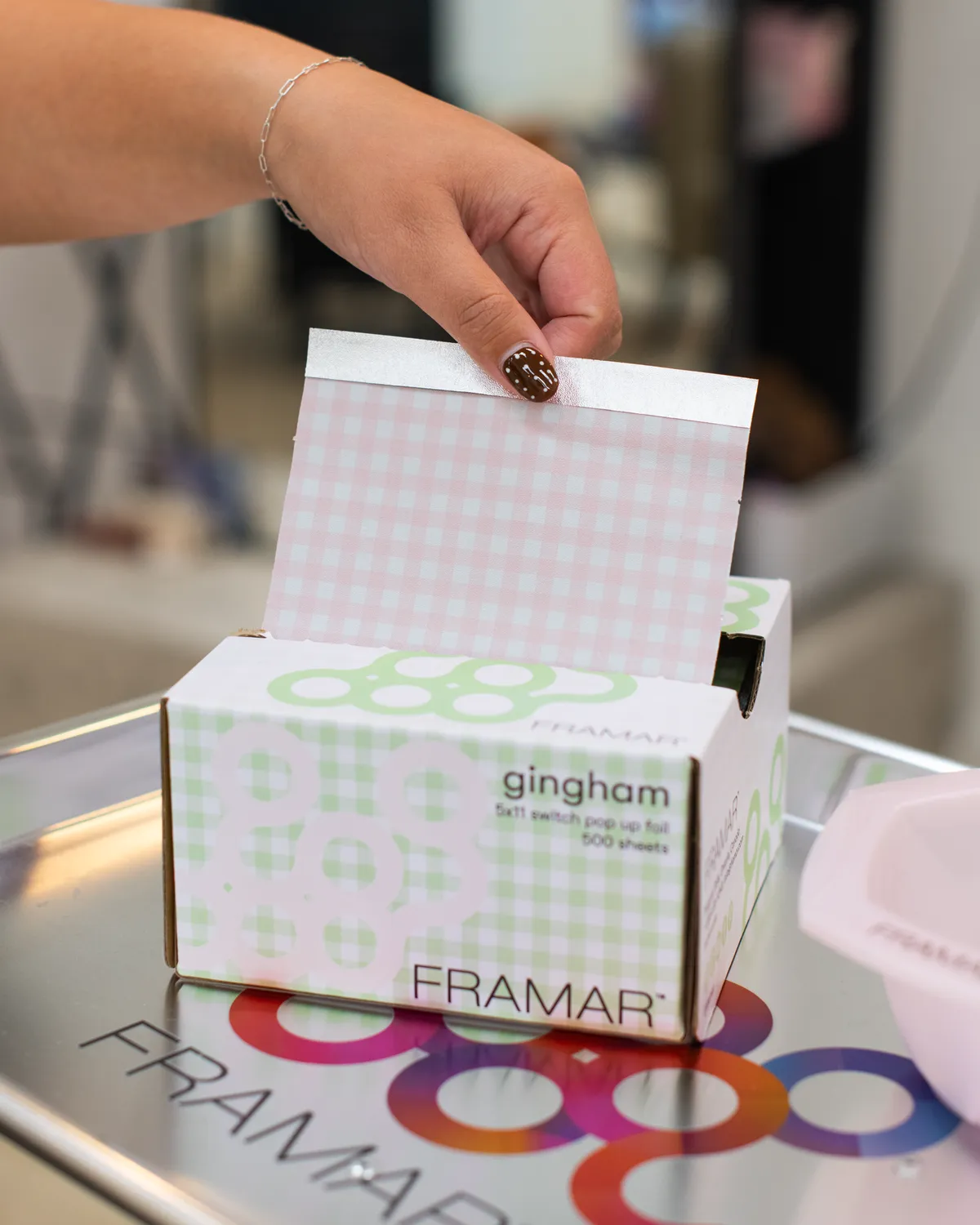 Framar Pink Green Gingham Switch Pop Up Foil 500 Sheets
