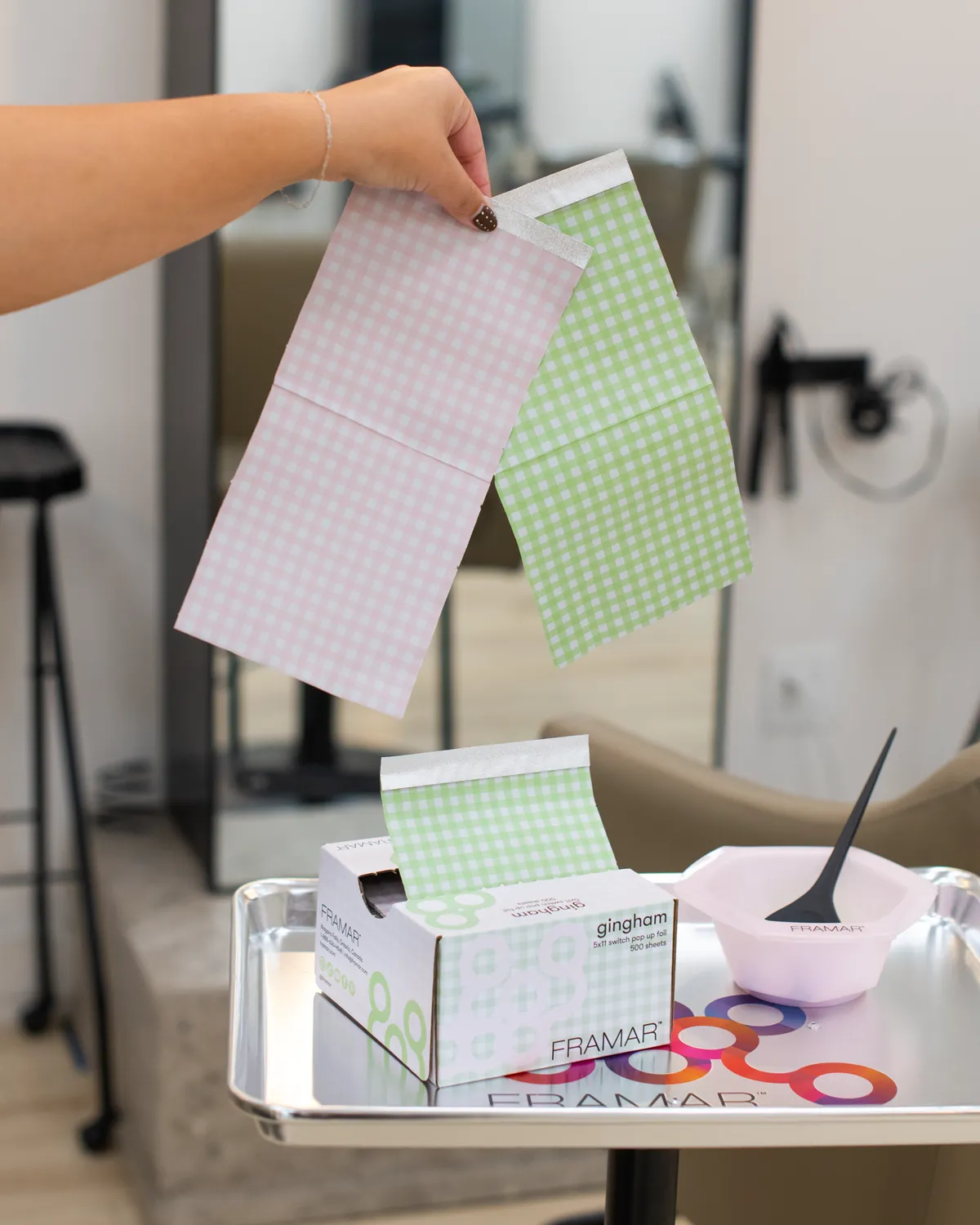 Framar Pink Green Gingham Switch Pop Up Foil 500 Sheets