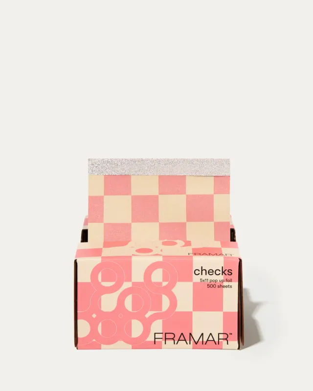 Framar Beige Pink Checks Pop Up Hair Foil 500 Sheets Pre-Cut