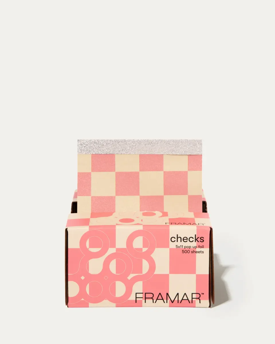 Framar Beige Pink Checks Pop Up Hair Foil 500 Sheets Pre-Cut