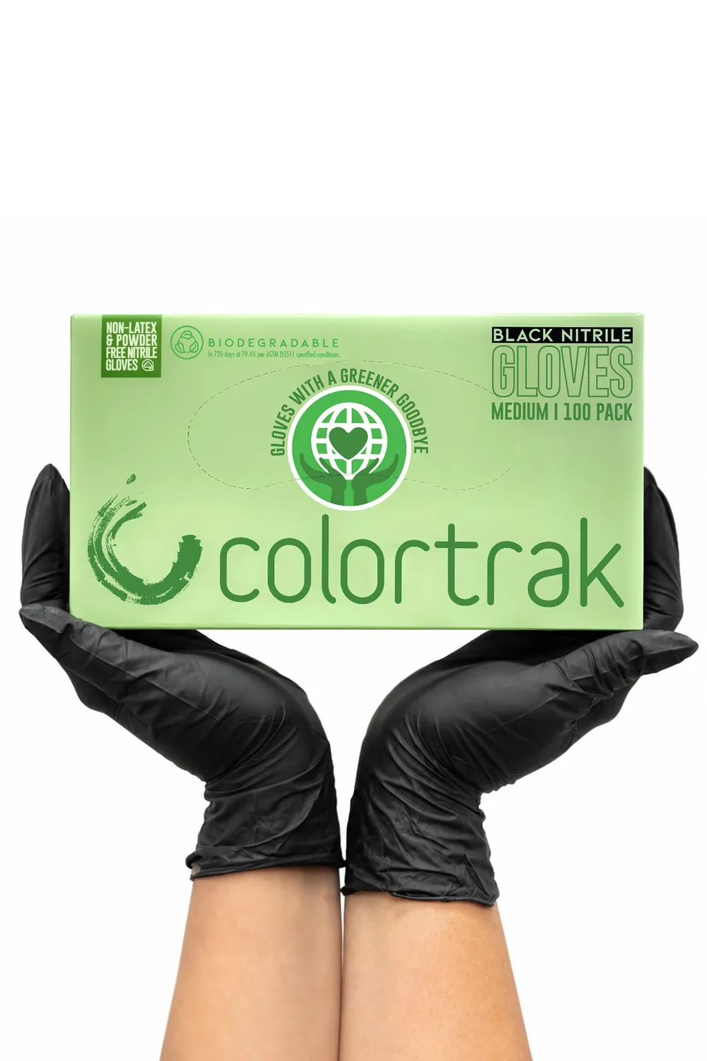 Colortrak Biodegradable Black Nitrile Gloves Salon Protection