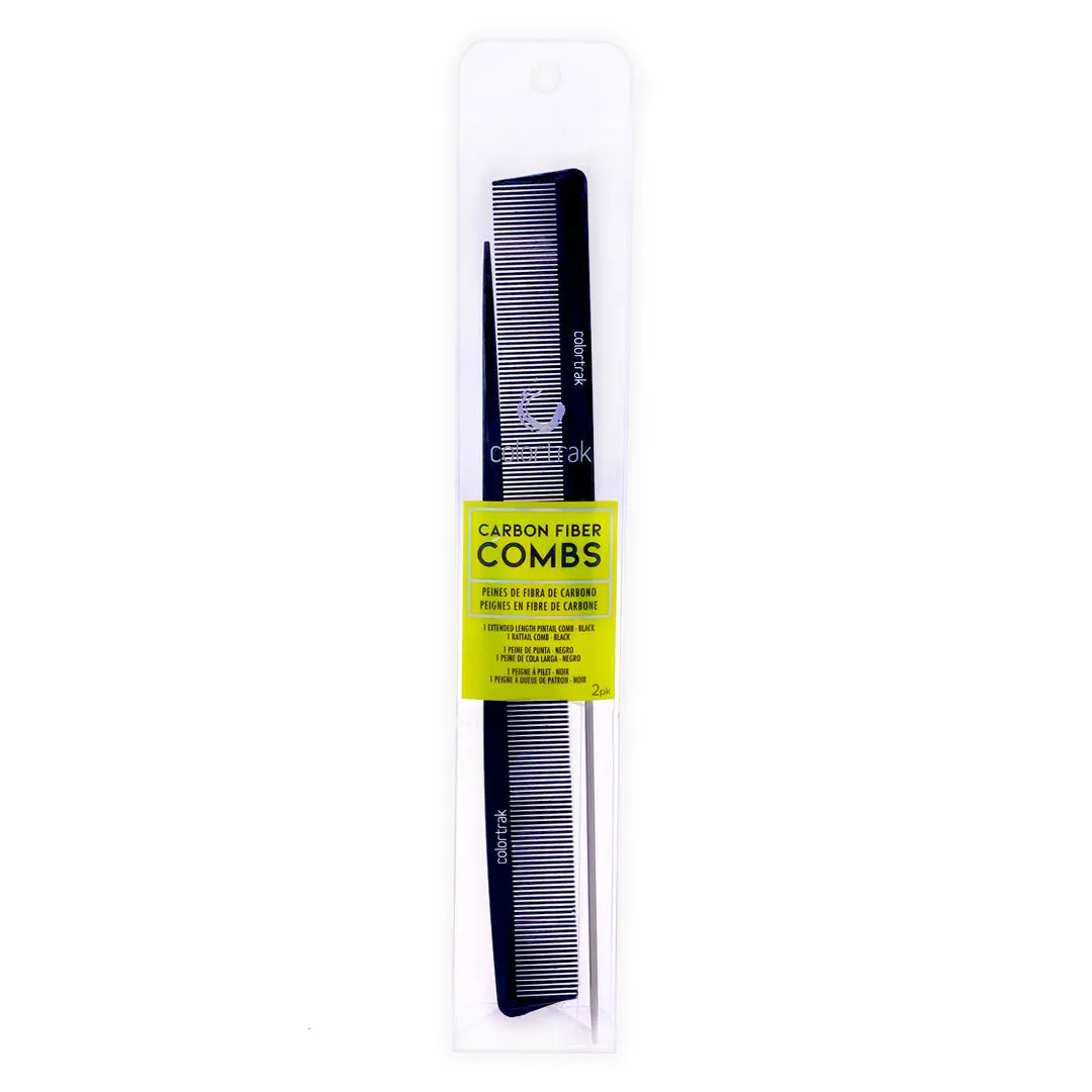 Colortrak Carbon Fiber Black Combs fine-tooth sectioning comb