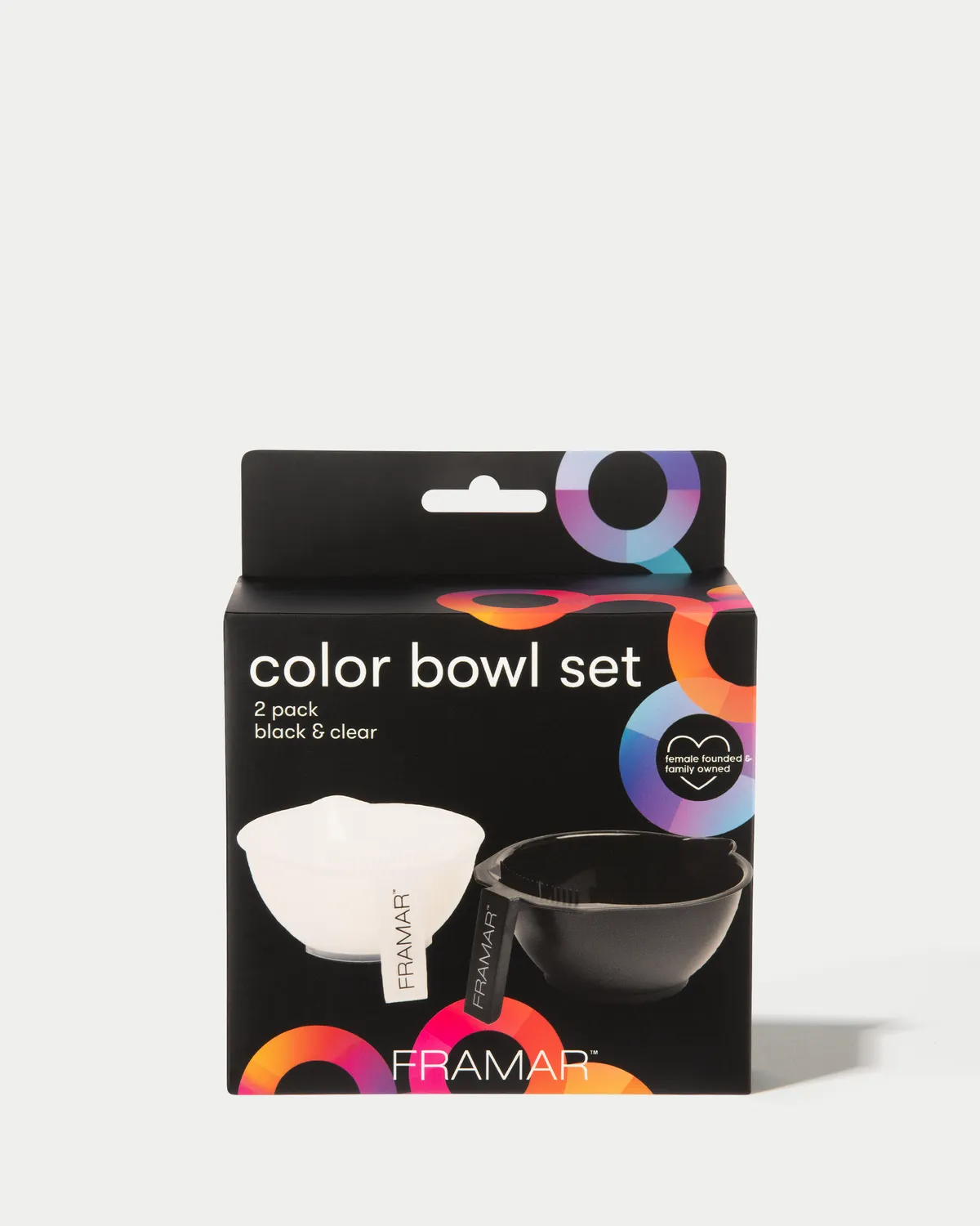 Framar Color Bowl Set Tint Bowls Black & Clear 2 Pack