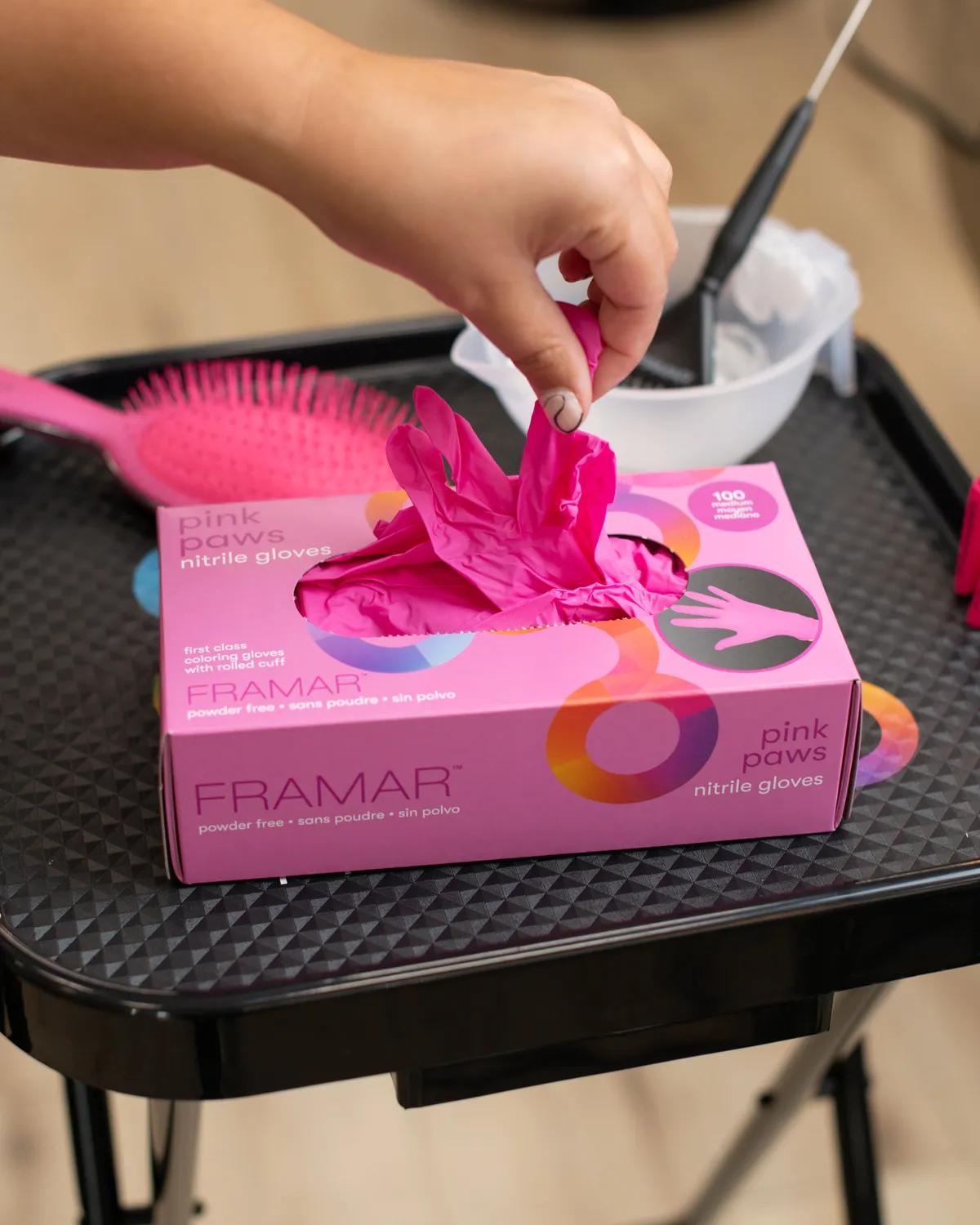 Framar Pink Paws Nitrile Gloves 100 Pack
