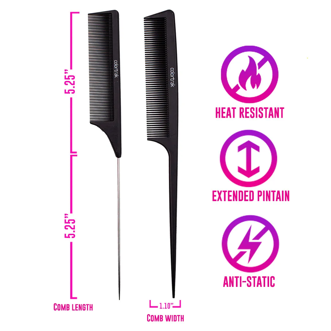 Colortrak Carbon Fiber Black Combs fine-tooth sectioning comb