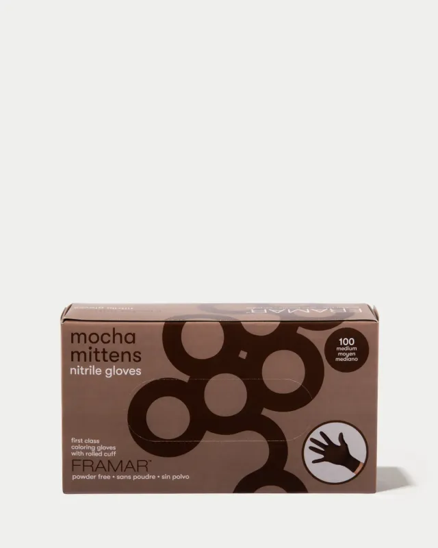 Framar Mocha Mittens Nitrile Gloves 100 Pack Powder-Free