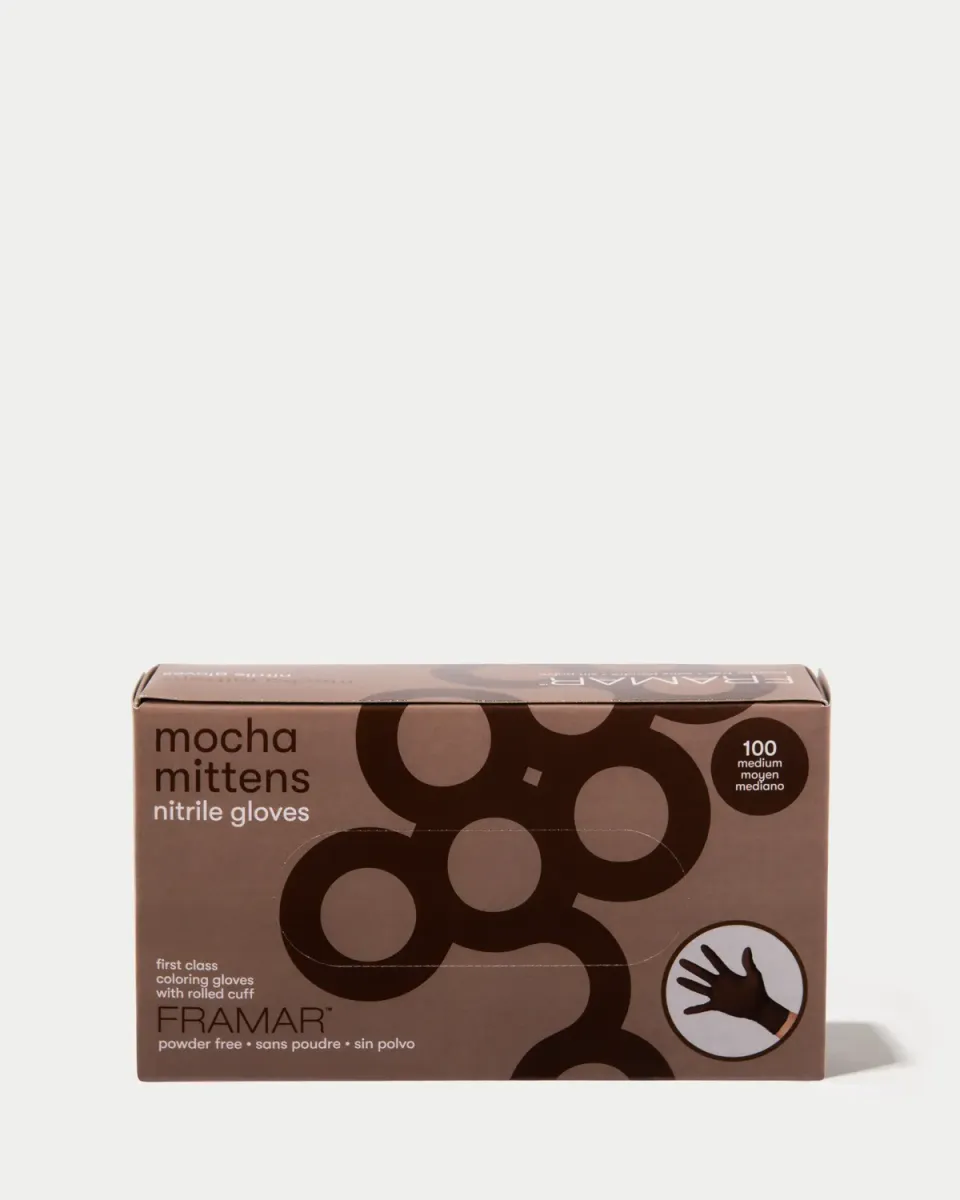 Framar Mocha Mittens Nitrile Gloves 100 Pack Powder-Free