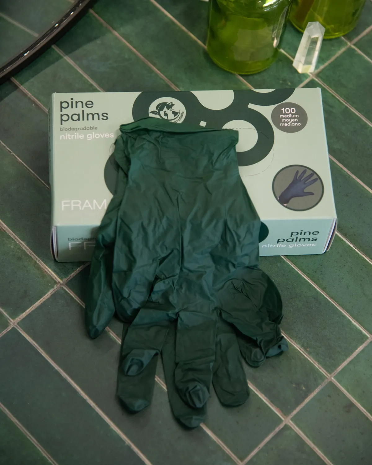 Framar Pine Palms Nitrile Gloves 100 Count Green