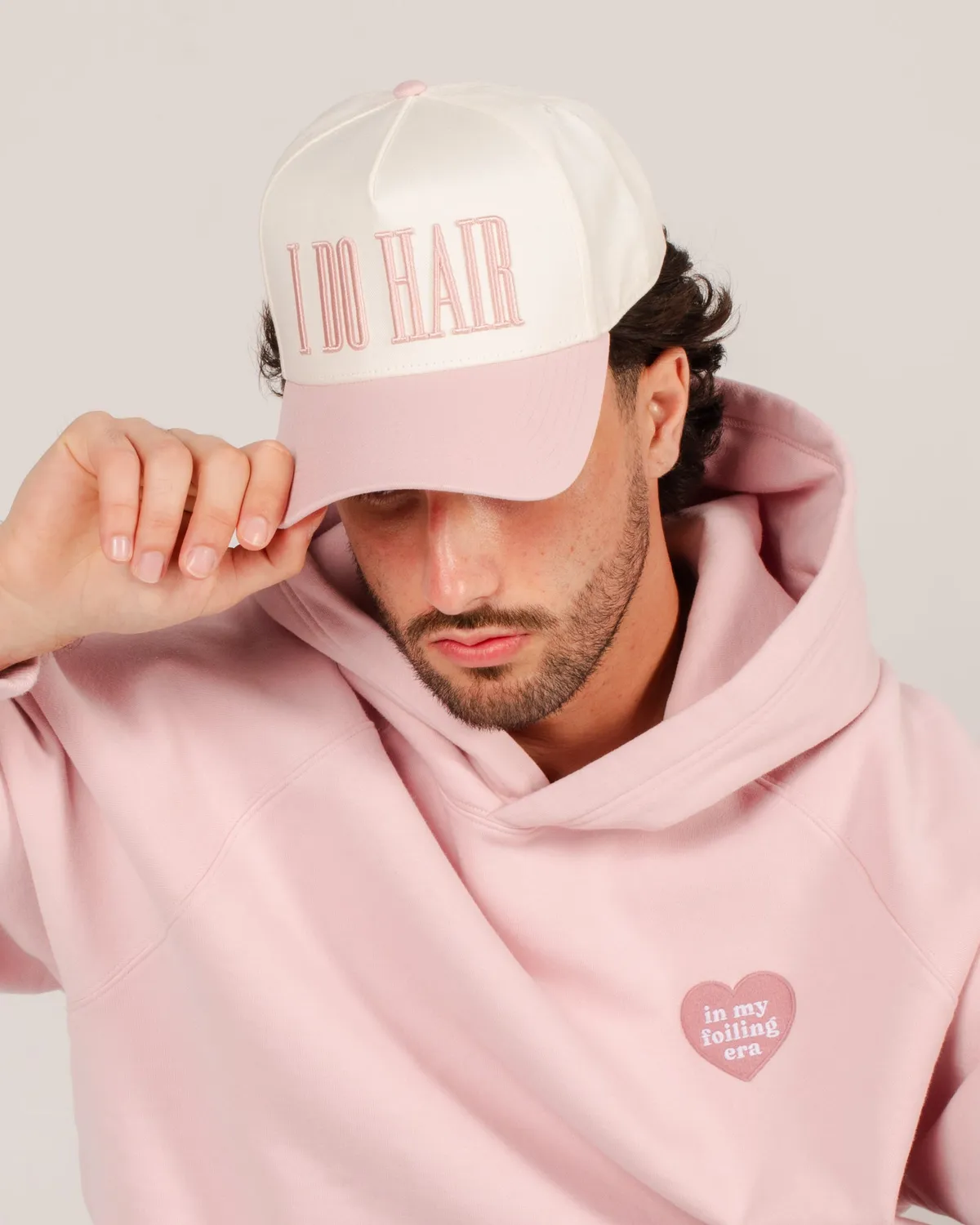 Framar I Do Hair Trucker Hat Pink Cream