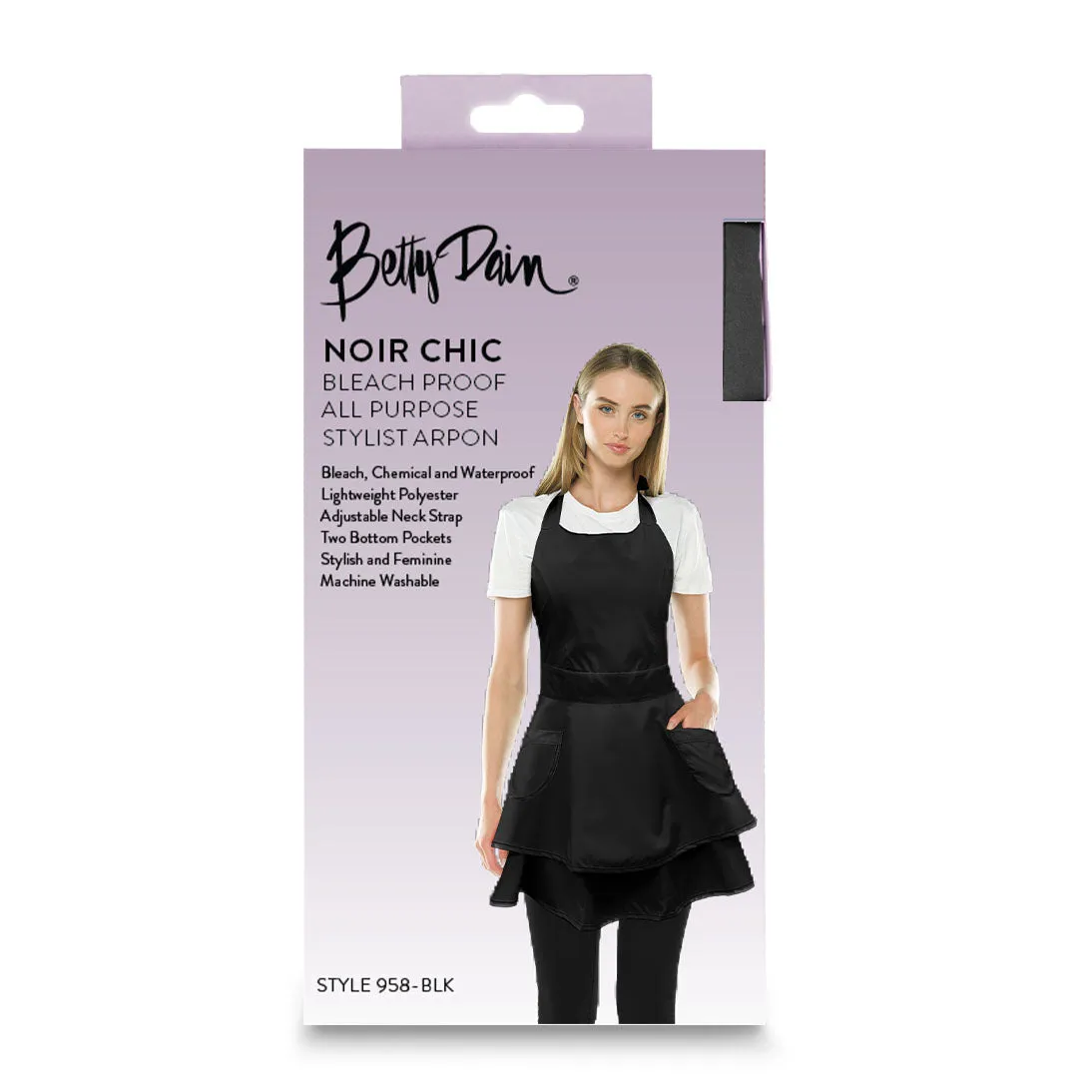 Betty Dain Noir Chic Bleach Proof Stylist Apron Polyester