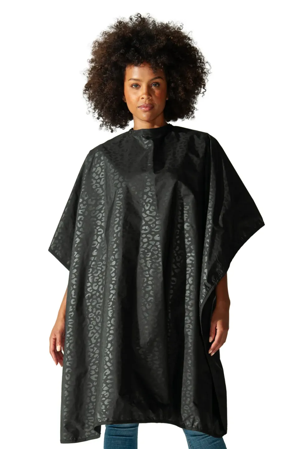 Colortrak Black Jaguar All Purpose Cape Salon Black