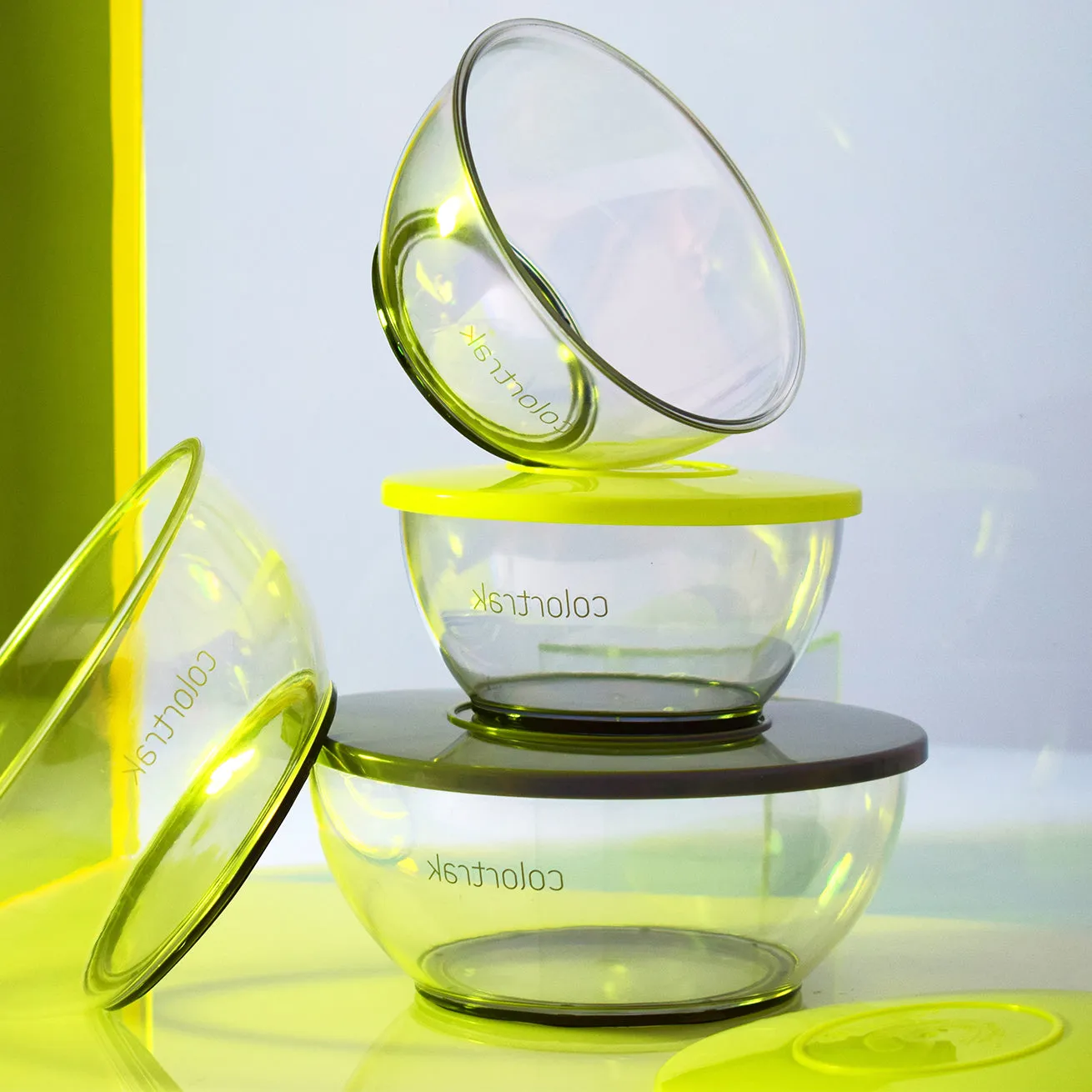 Colortrak Ambassador Collection Color Bowls Clear with Lids