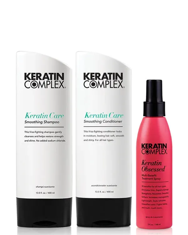 Keratin Complex Frizz-Fighting Trio Keratin Care Shampoo Conditioner Set