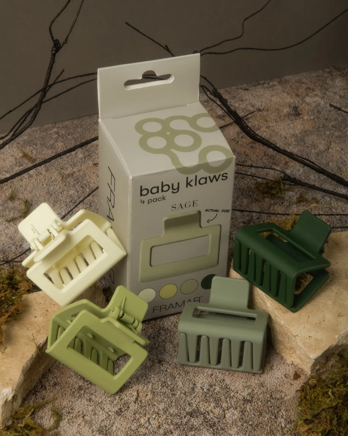 Framar Baby Klaws Sage Hair Clips 4 Pack