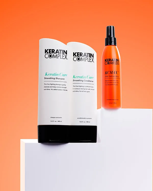 Keratin Complex Frizz Control Shampoo Conditioner Set with KCMAX Spray