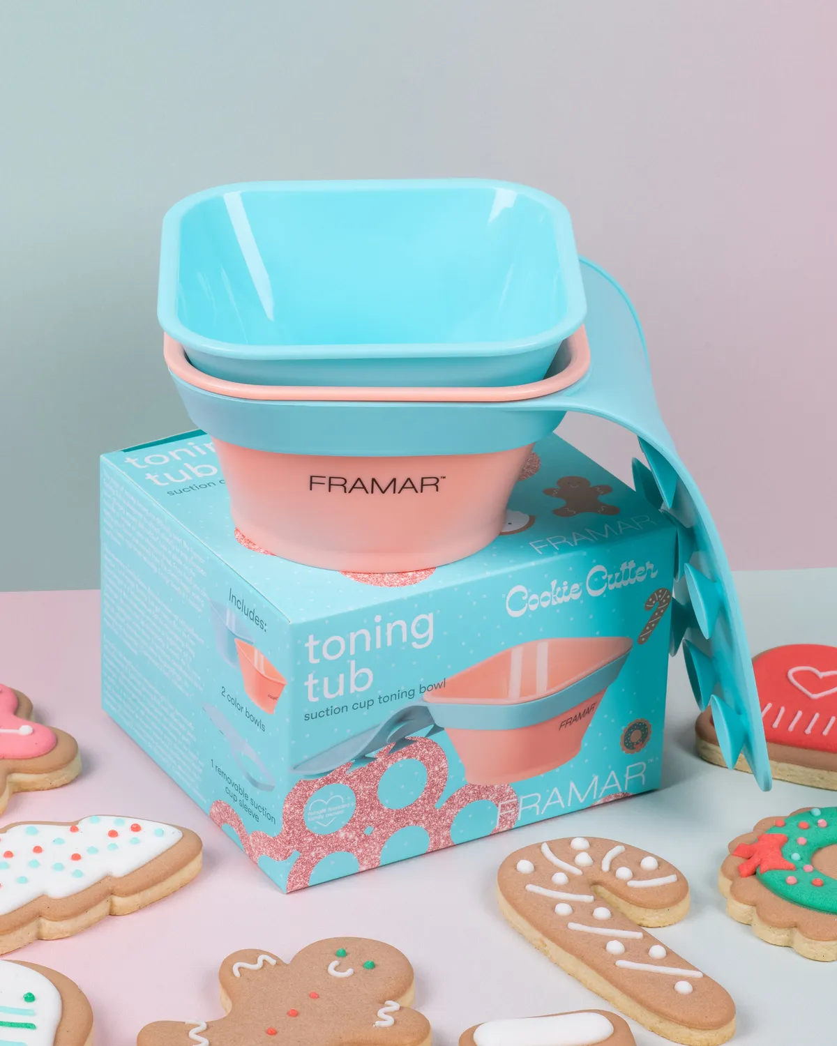 Framar Cookie Cutter Toning Tub Tint Bowl Set Teal Coral